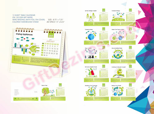 Promotional Table Calendar-Save World-Go Green